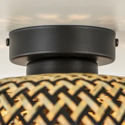 Straluma Trendy plafondlamp bamboe naturel/zwart></noscript> Woonkamerlampen|Tienerkamerlampen