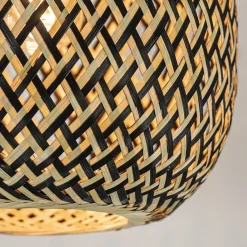 Straluma Trendy plafondlamp bamboe naturel/zwart></noscript> Woonkamerlampen|Tienerkamerlampen