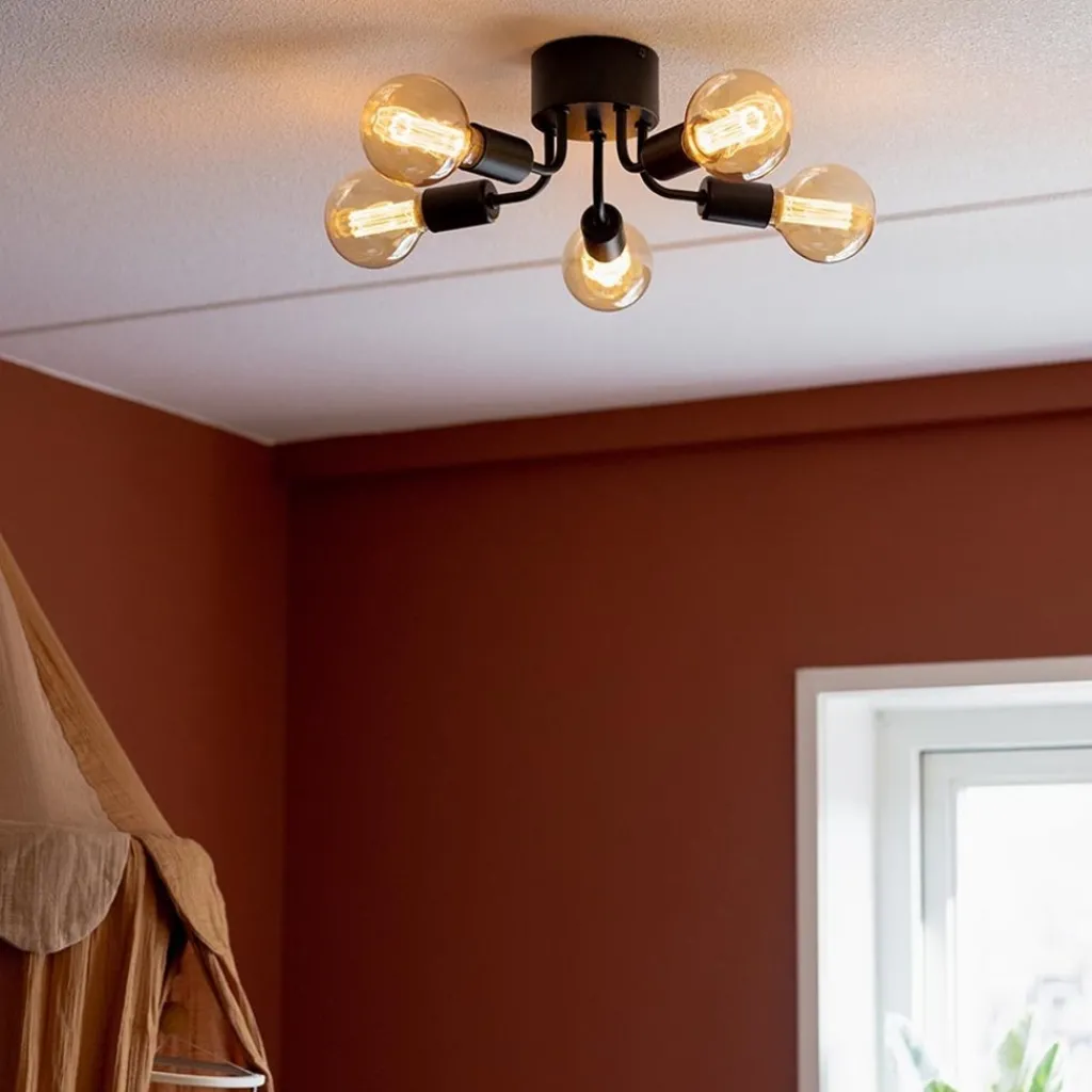 Straluma Trendy plafondlamp mat zwart exclusief lichtbron> Halverlichting|Plafondlampen