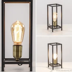 Straluma Trendy tafellamp Marlay zwart met brons></noscript> Light and Living|Slaapkamerlampen