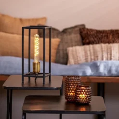 Straluma Trendy tafellamp Marlay zwart met brons></noscript> Light and Living|Slaapkamerlampen