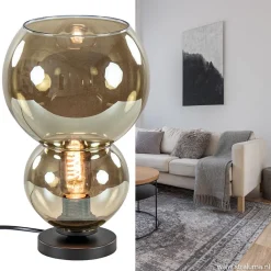 Straluma Trendy tafellamp met smoke glazen kap></noscript> Tafellampen|Industriële Verlichting