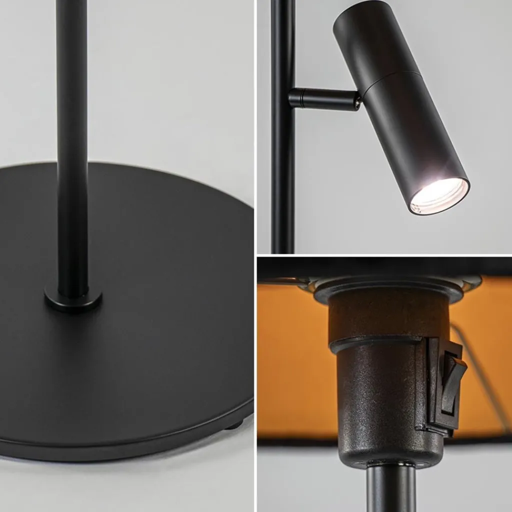 Straluma Trendy vloerlamp met kap zwart met goud> Vloerlampen|Lifestyle Verlichting