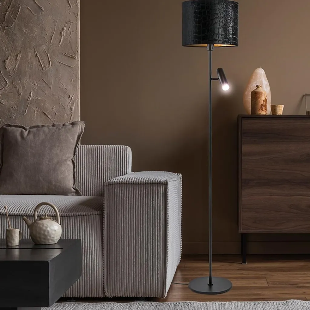 Straluma Trendy vloerlamp met kap zwart met goud> Vloerlampen|Lifestyle Verlichting
