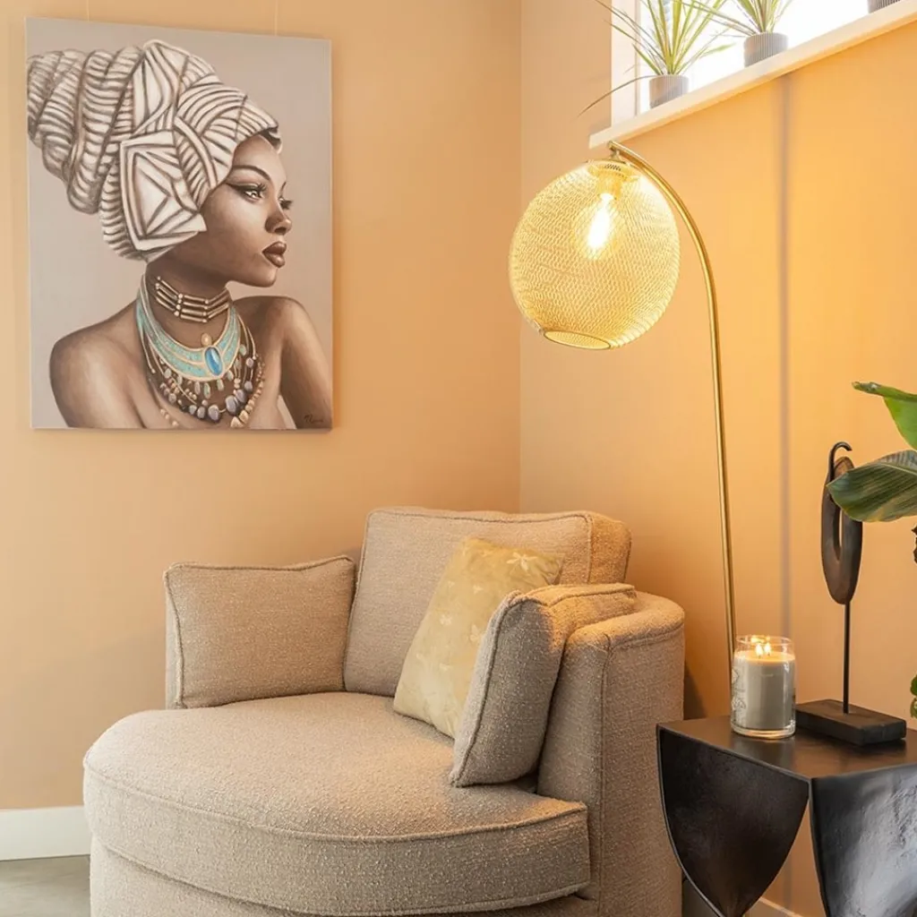 Straluma Trendy vloerlamp Moroc goud Light and Living> Light and Living|Woonkamerlampen