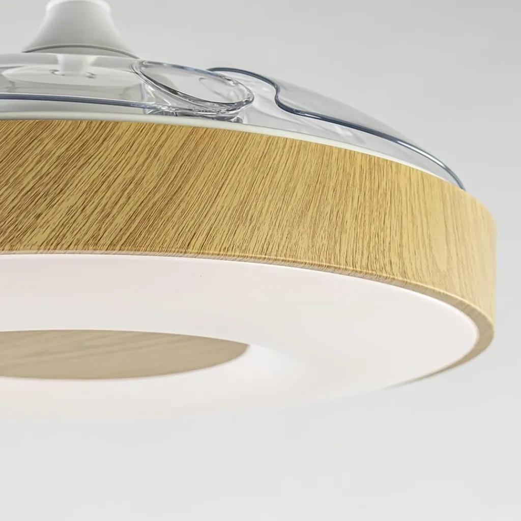 Straluma Ventilator Coin hout remote cct> Plafondlampen|Plafondventilatoren met lamp