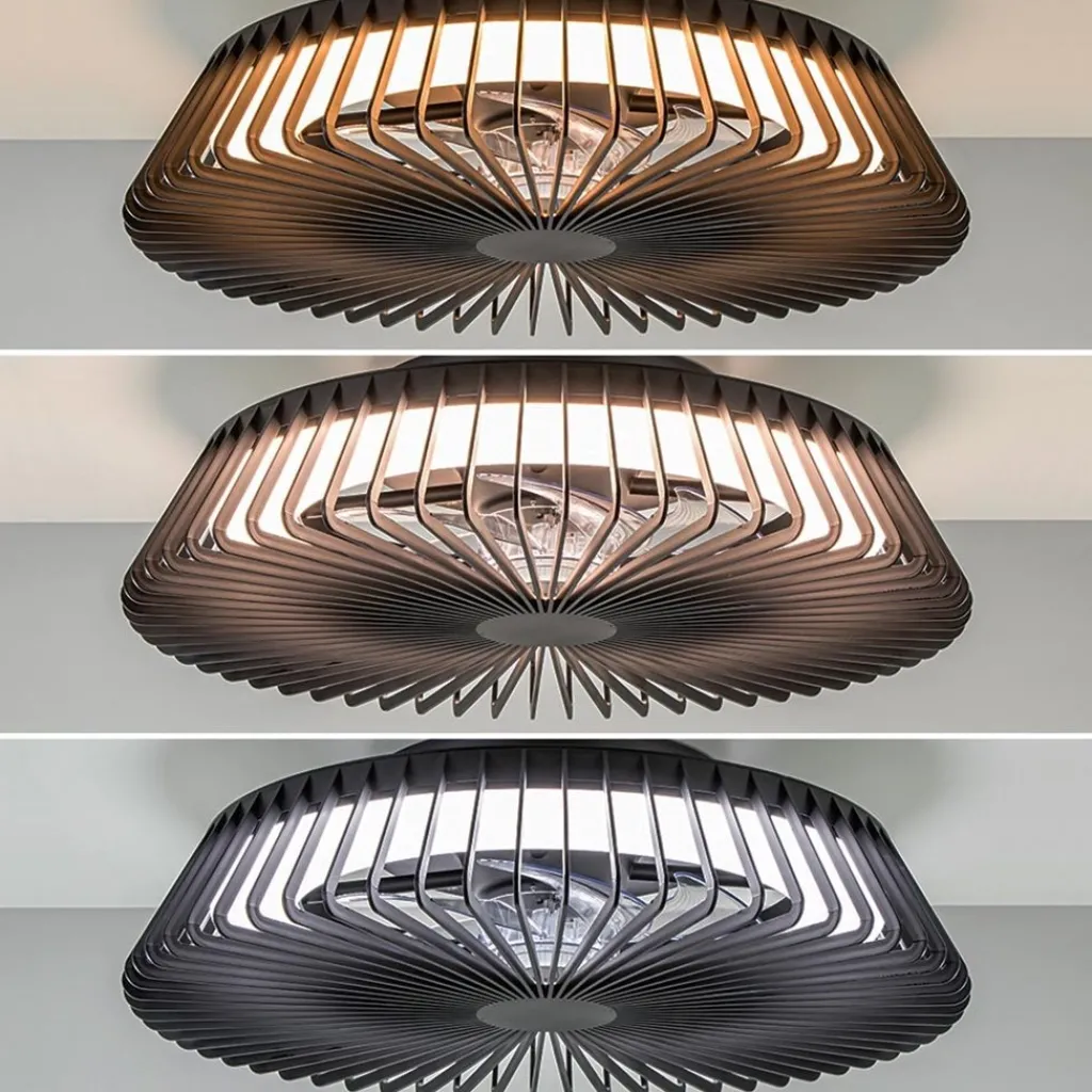 Straluma Ventilator Himalaya zwart remote+app CCT> Plafondlampen|Plafondventilatoren met lamp