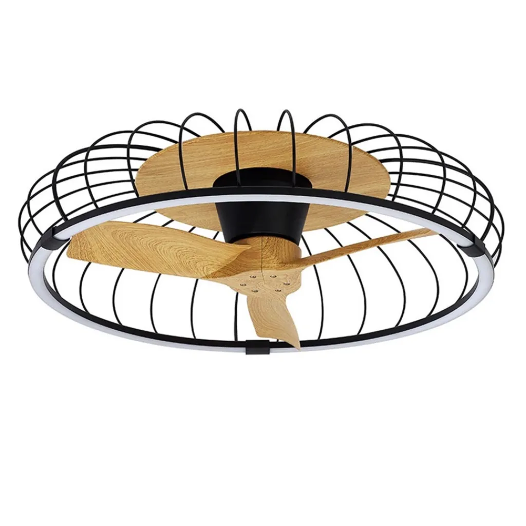 Straluma Ventilator Nature hout/zwart remote/app> Plafondlampen|Plafondventilatoren met lamp