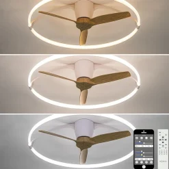 Straluma Ventilator Nepal mini wit/hout remote cct> Plafondlampen|Plafondventilatoren met lamp