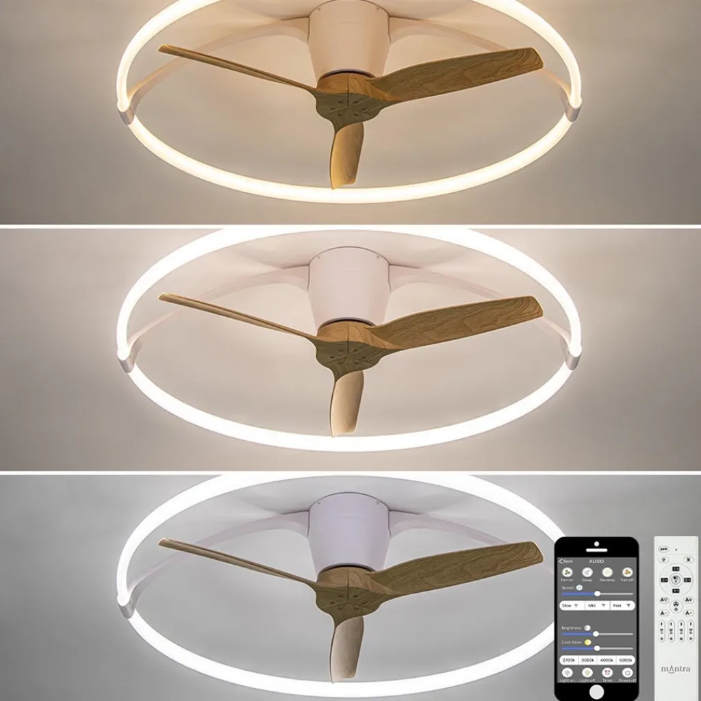 Straluma Ventilator Nepal mini wit/hout remote cct> Plafondlampen|Plafondventilatoren met lamp