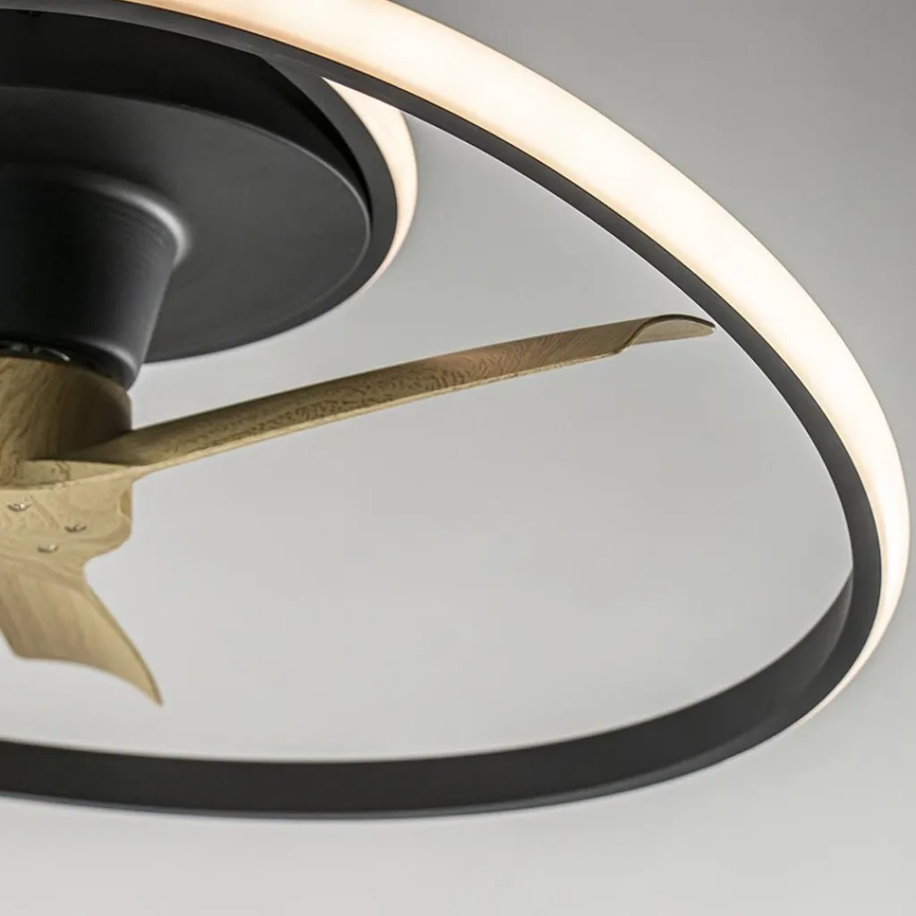 Straluma Ventilator Ocean zwart/hout + remote cct> Plafondlampen|Plafondventilatoren met lamp