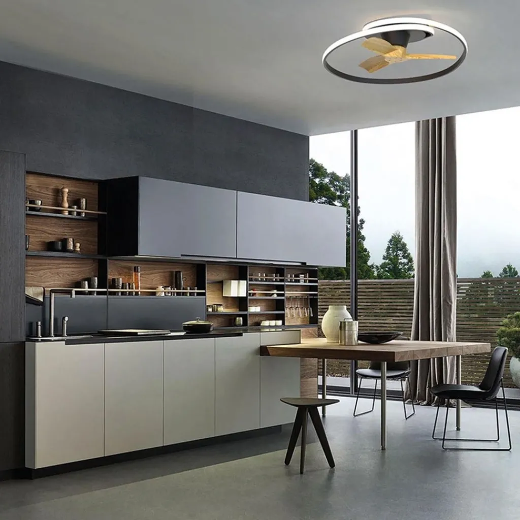 Straluma Ventilator Ocean zwart/hout + remote cct> Plafondlampen|Plafondventilatoren met lamp