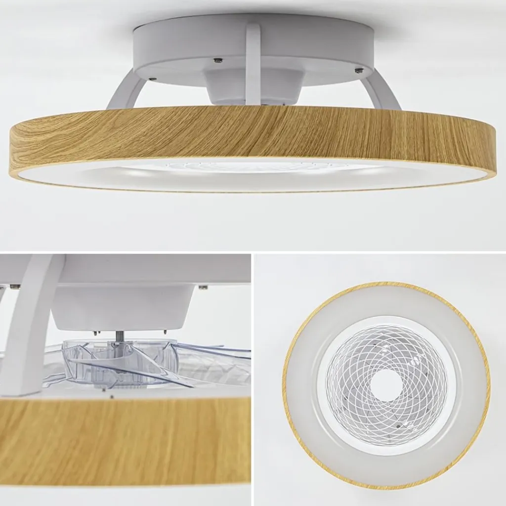 Straluma Ventilator Tibet hout/wit afst.bed. cct> Plafondlampen|Plafondventilatoren met lamp