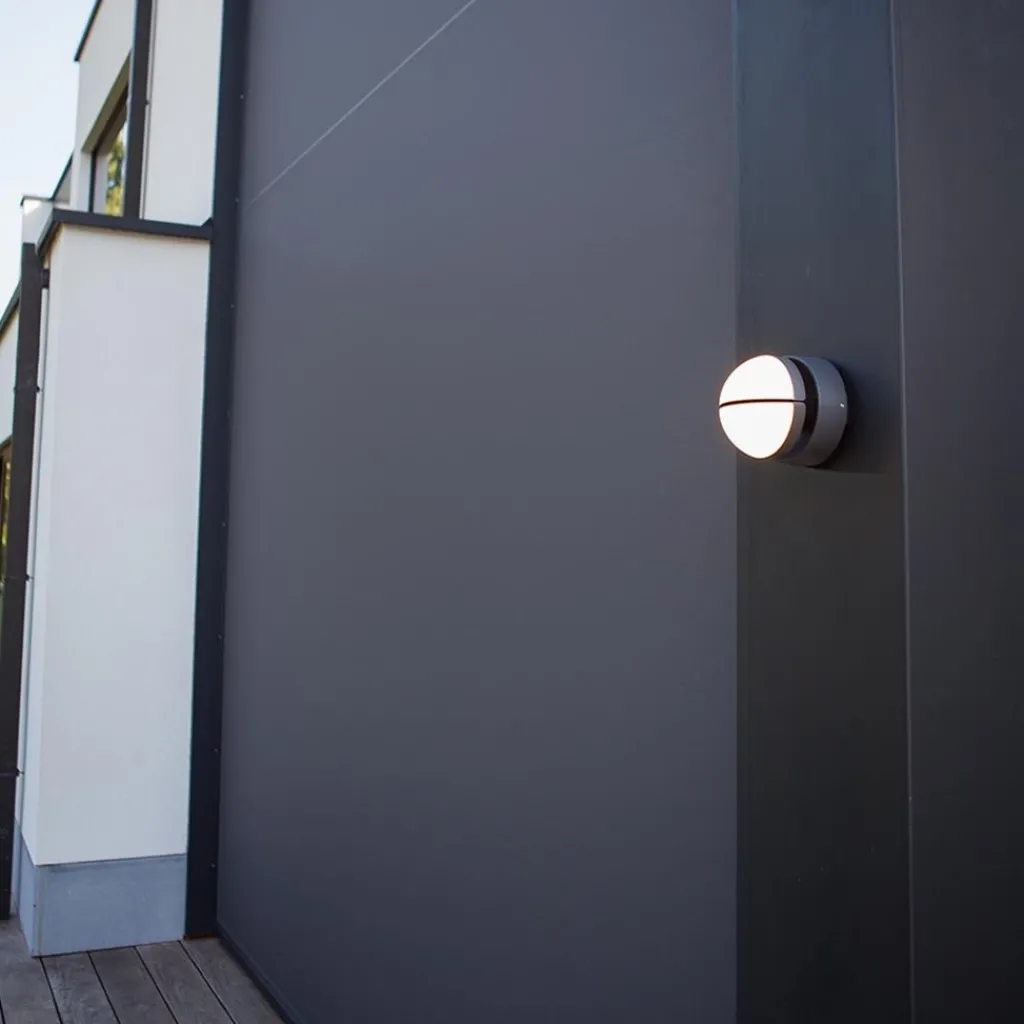 Straluma Verstelbare buitenlamp rond donker grijs inclusief LED> Wandlampen|Buitenlampen