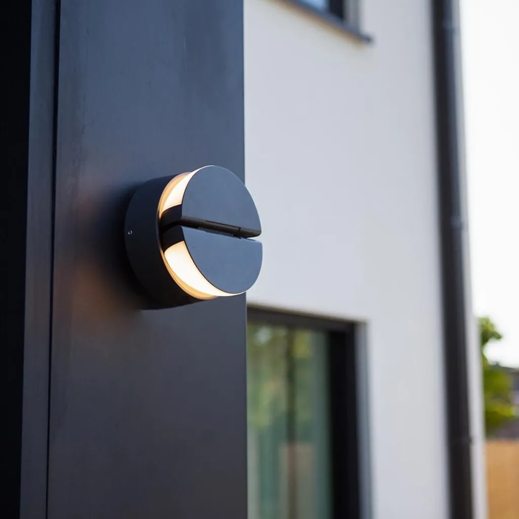 Straluma Verstelbare buitenlamp rond donker grijs inclusief LED> Wandlampen|Buitenlampen