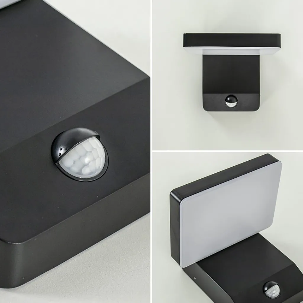Straluma Verstelbare LED buitenlamp zwart IP54 met sensor> Wandlampen|Buitenlampen