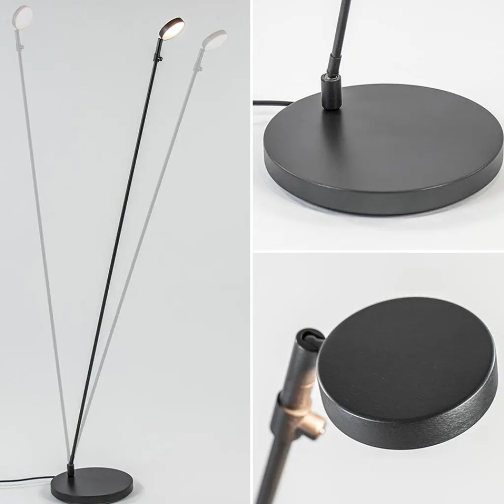 Straluma Verstelbare LED leeslamp zwart geborsteld staal dim-to-warm> Vloerlampen|Leeslampen