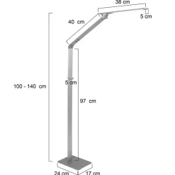 Straluma Verstelbare LED vloerlamp geborsteld staal dimbaar></noscript> Vloerlampen|Woonkamerlampen