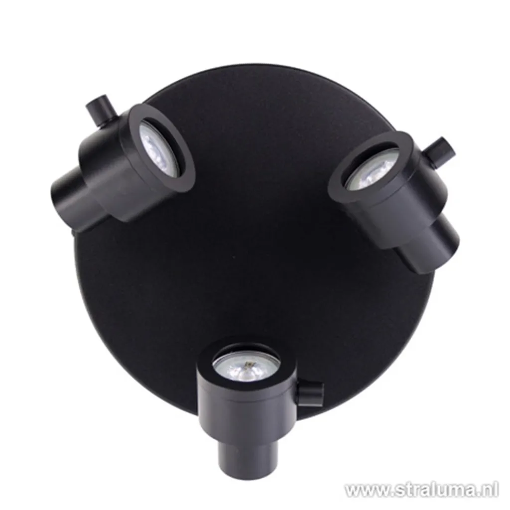 Straluma Verstelbare opbouwspot zwart 3-lichts> Plafondlampen|Opbouwspots