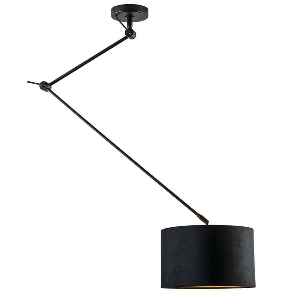 Straluma Verstelbare plafondlamp zwart met velourse kap> Schemerlampen|Woonkamerlampen