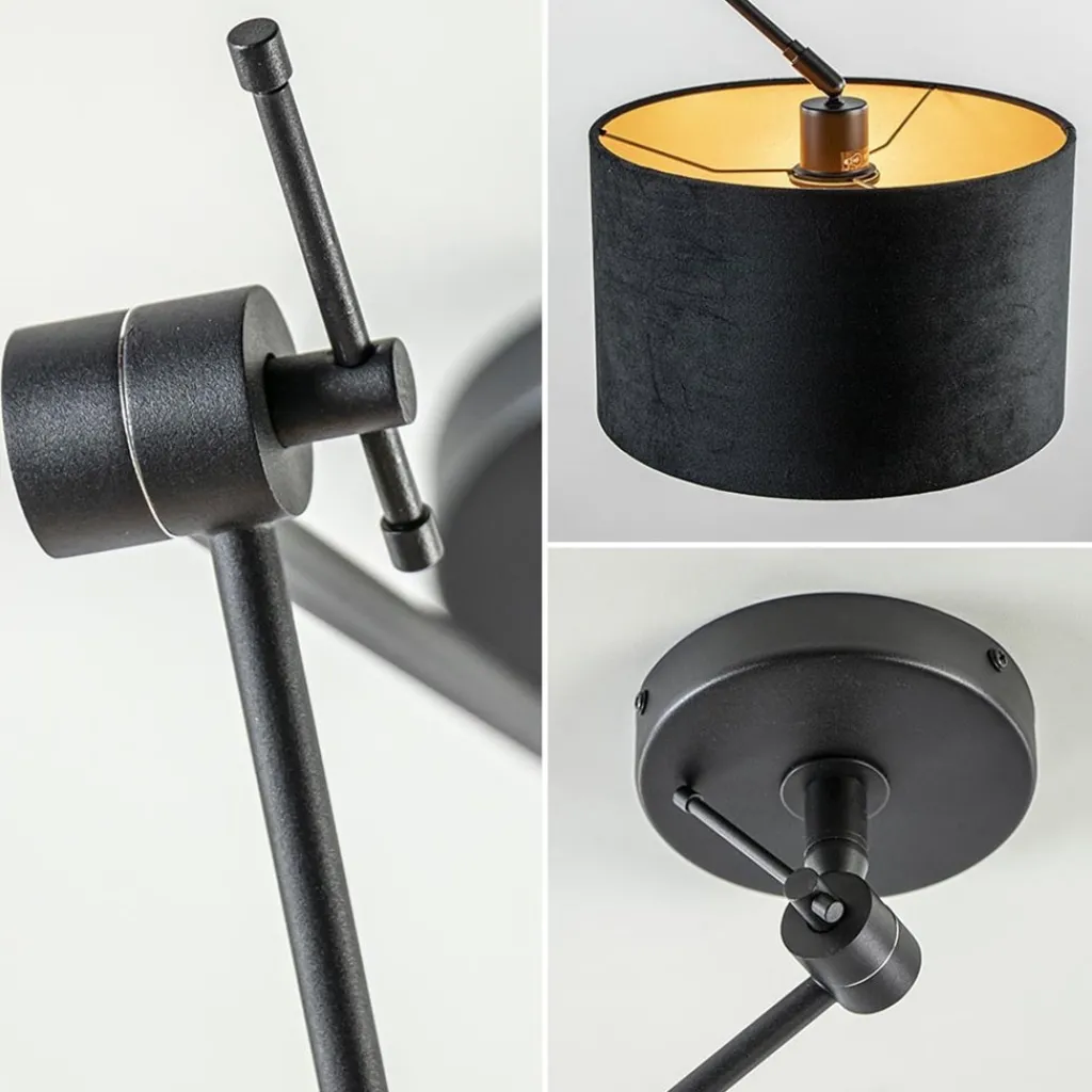 Straluma Verstelbare plafondlamp zwart met velourse kap> Schemerlampen|Woonkamerlampen