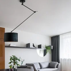 Straluma Verstelbare plafondlamp zwart met velourse kap><noscript><img width=