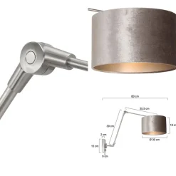 Straluma Verstelbare wandlamp staal met velourse kap zilver></noscript> Wandlampen|Schemerlampen