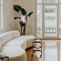 Straluma Verstelbare wandlamp staal met velourse kap zilver></noscript> Wandlampen|Schemerlampen