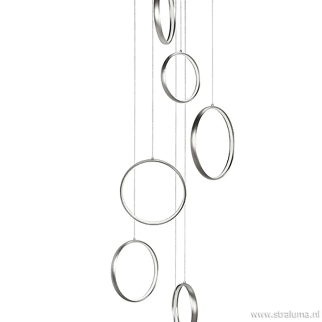 Straluma Videlamp Olympia nikkel 8 ringen> Hanglampen|Videverlichting