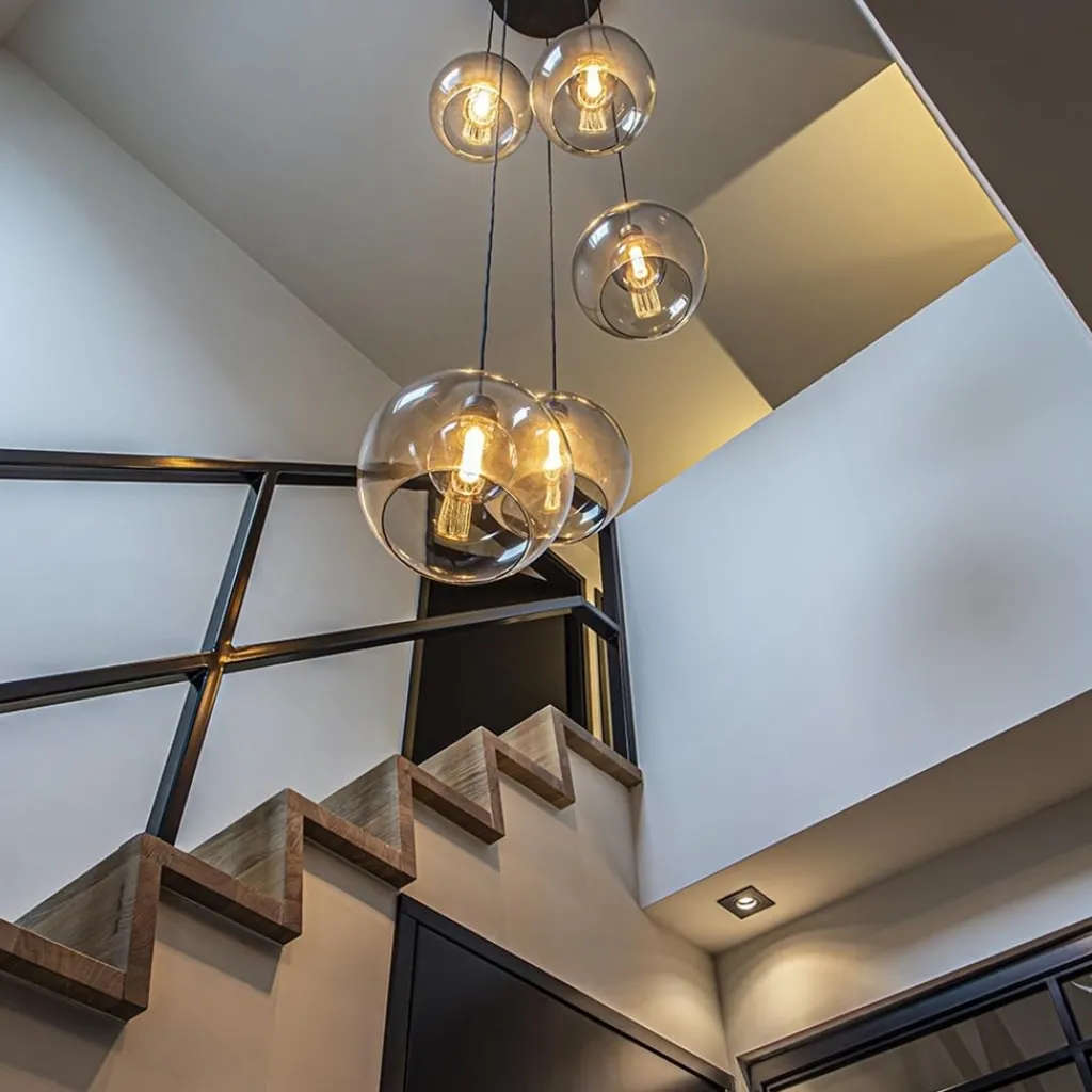 Straluma Videlamp zwart 5-lichts smoke glas> Videverlichting|Pendel Lampen