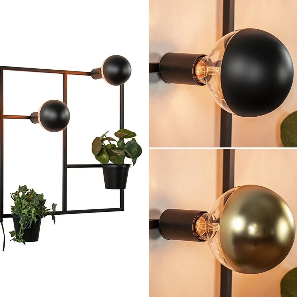 Straluma Vierkant wandrek met plantenpotten en E27 fittingen> Wandlampen|Botanische Verlichting