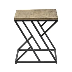 Straluma Vierkante bijzettafel zwart met mango hout> Bijzettafels