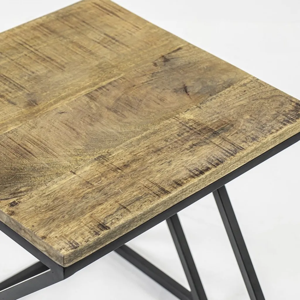 Straluma Vierkante bijzettafel zwart met mango hout> Bijzettafels