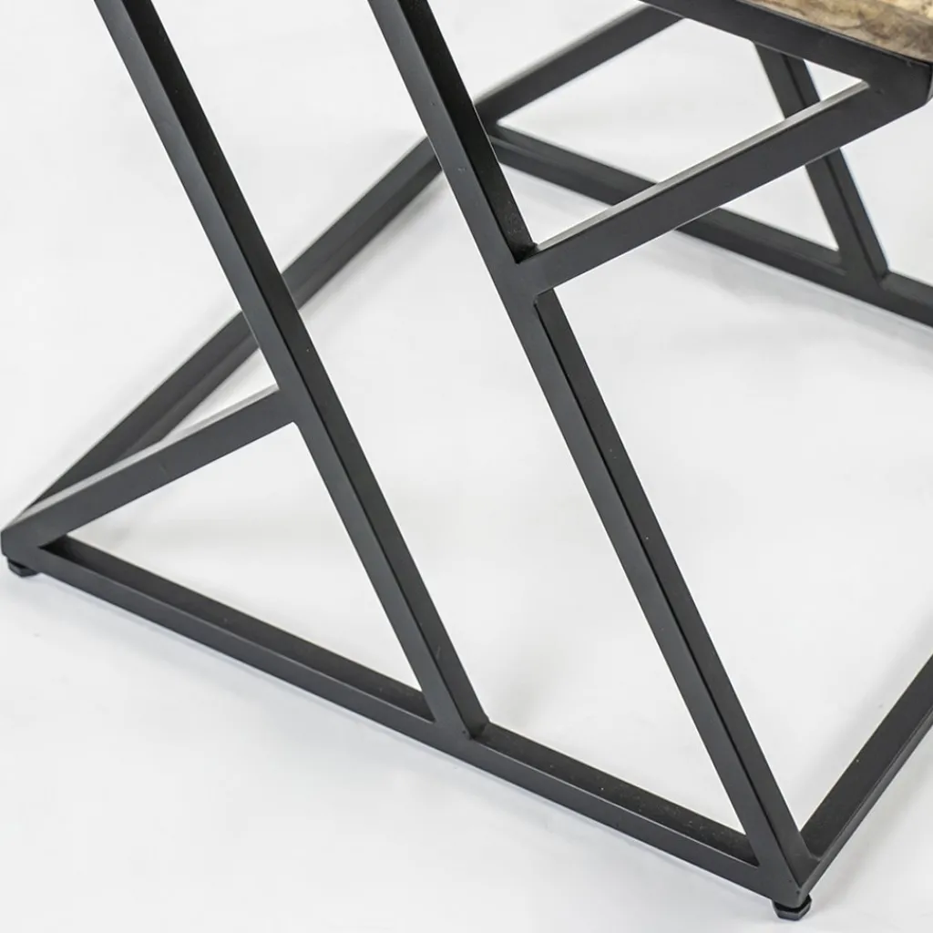 Straluma Vierkante bijzettafel zwart met mango hout> Bijzettafels