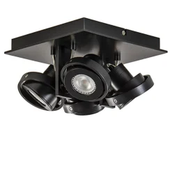 Straluma Vierkante LED plafondlamp 4-lichts zwart> Plafondlampen|Opbouwspots
