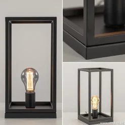 Straluma Vierkante tafellamp frame zwart modern></noscript> Slaapkamerlampen|Halverlichting