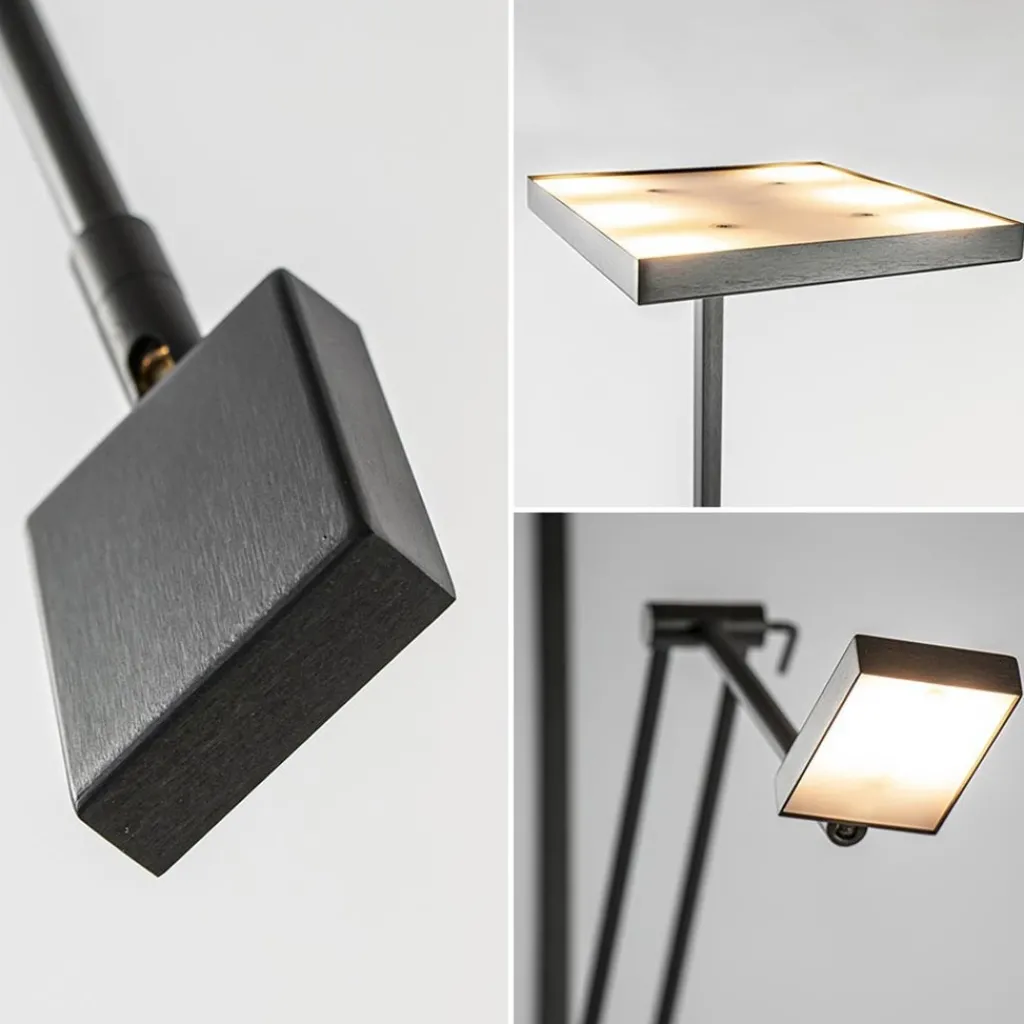 Straluma Vierkante uplighter zwart met verstelbare leesarm> Vloerlampen|Leeslampen