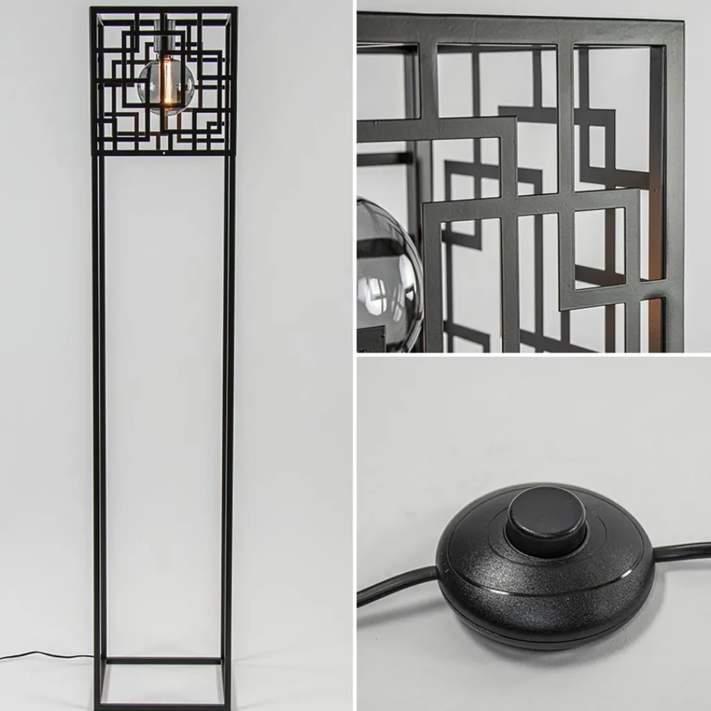 Straluma Vierkante vloerlamp mat zwart metaal> Woonkamerlampen|Vloerlampen