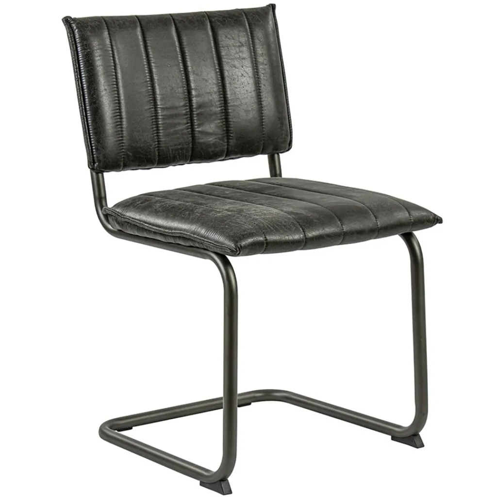 Straluma Vintage eetkamerstoel dark grey met gunmetal frame> Eetkamerstoelen