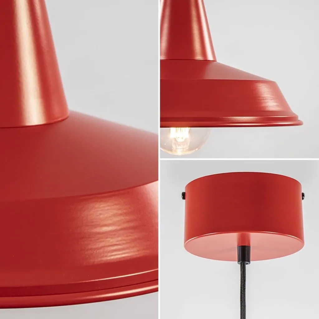 Straluma Vintage hanglamp rood met wit en zwart snoer> Woonkamerlampen|Tienerkamerlampen