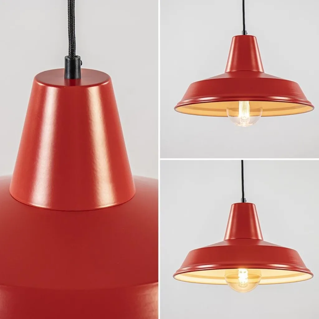 Straluma Vintage hanglamp rood met wit en zwart snoer> Woonkamerlampen|Tienerkamerlampen