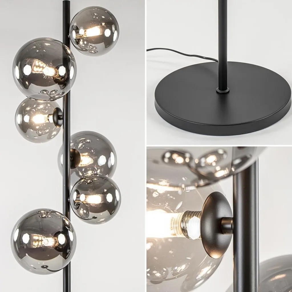 Straluma Vloerlamp Calcio 6l zwart + smoke glas> Woonkamerlampen|Vloerlampen