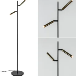 Straluma Vloerlamp Flute 2L zwart/brons 2xpushdim dtw> Vloerlampen|Leeslampen