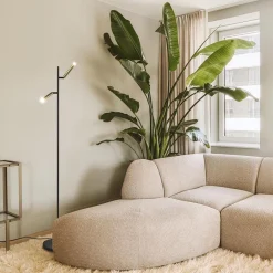 Straluma Vloerlamp Flute 2l zwart/matgoud pushdim></noscript> Vloerlampen|Leeslampen