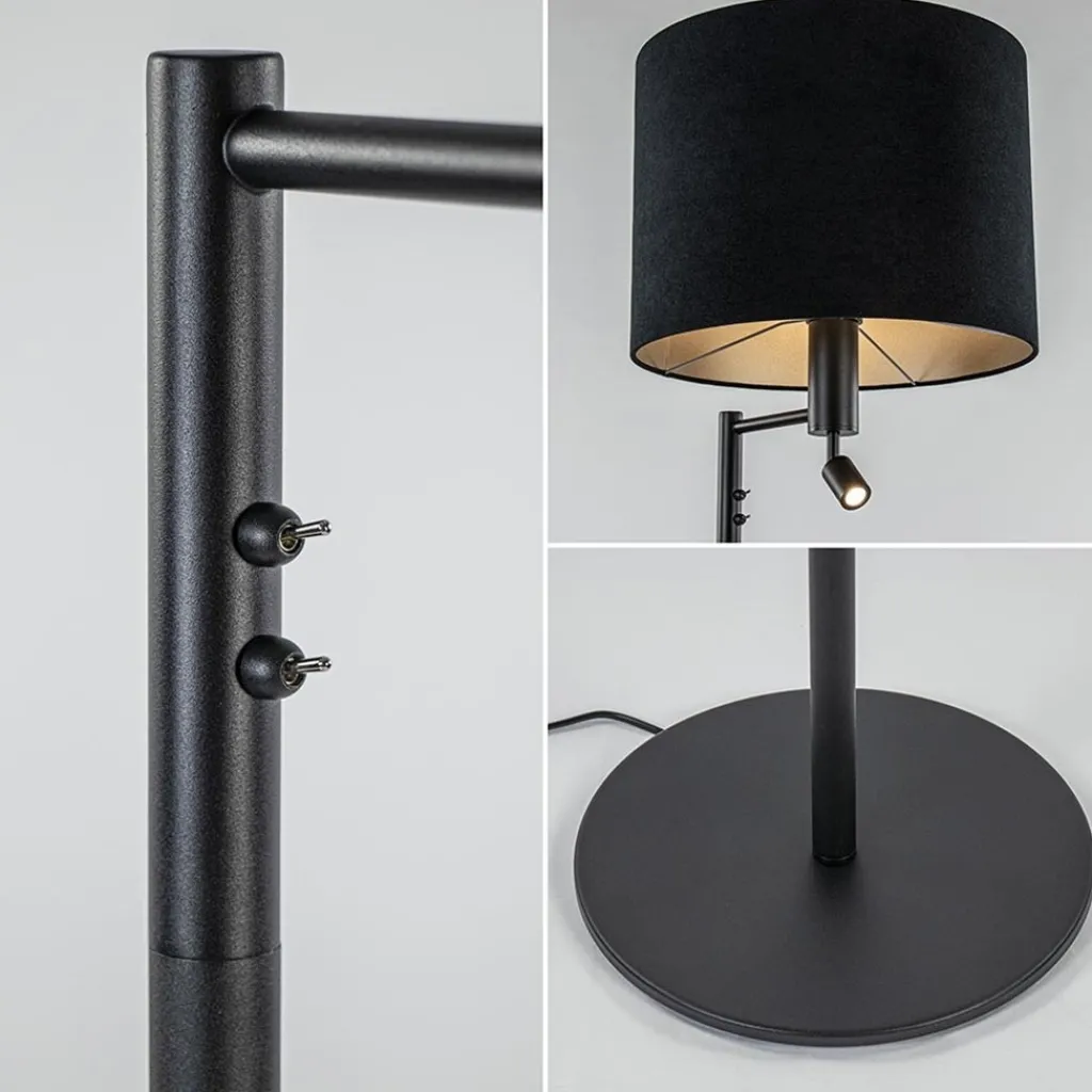 Straluma Vloerlamp Havana + leesspot zwart z/kap> Vloerlampen|Lampenvoeten