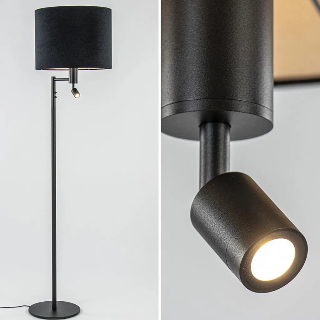 Straluma Vloerlamp Havana + leesspot zwart z/kap> Vloerlampen|Lampenvoeten