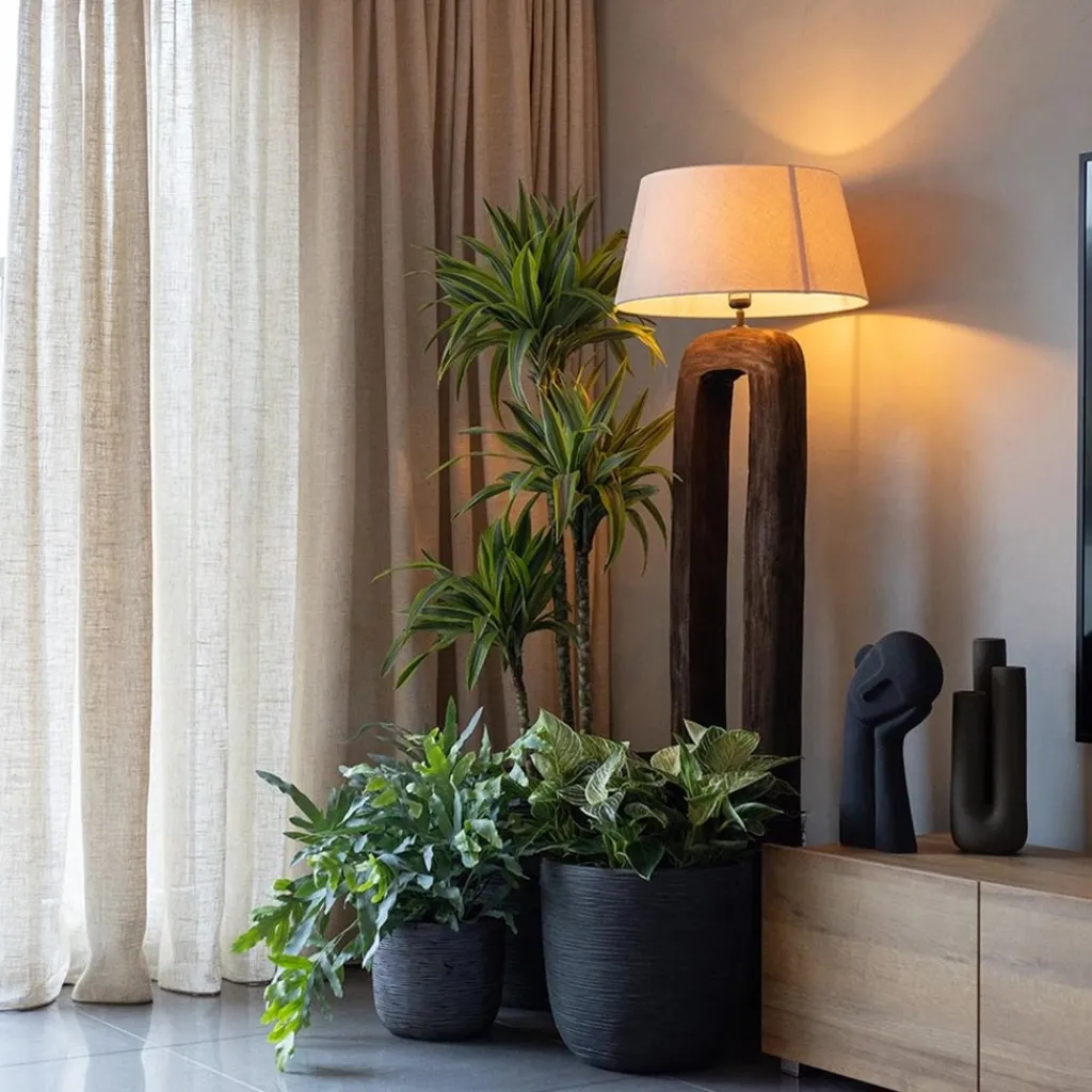 Straluma Vloerlamp Kelafo hout chocolade bruin exclusief kap> Vloerlampen|Lampenvoeten