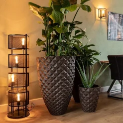 Straluma Vloerlamp 4L cilinder gaas zwart></noscript> Slaapkamerlampen|Halverlichting