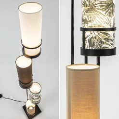 Straluma Vloerlamp 4L zwart + cilinder kappen bruin></noscript> Vloerlampen|Botanische Verlichting