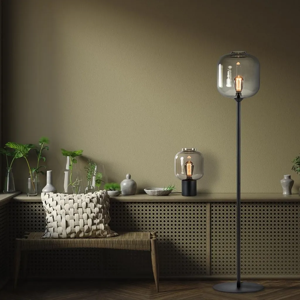 Straluma Vloerlamp Lett zwart/smoke glas> Vloerlampen|Design Verlichting